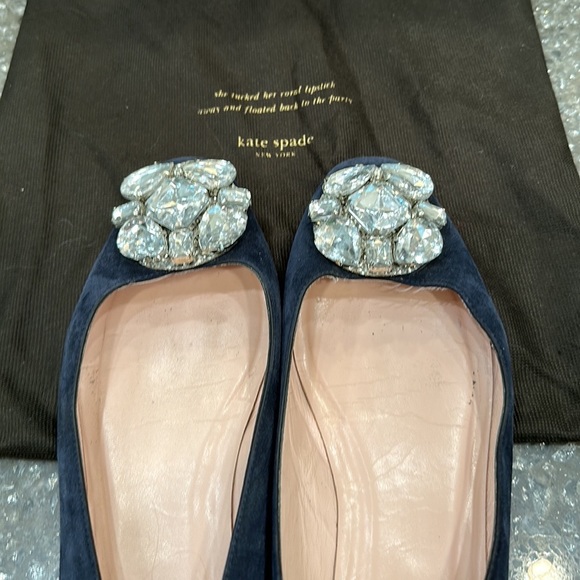 Kate Spade Navy Suede Embellished Ballet Flats Size 9 - Picture 3 of 4